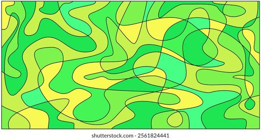 Colorful Abstract Geometric Wave Background.With Bold Black Line And Beautiful colors. Web Design, Landing page, and Print Material.