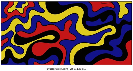 Colorful Abstract Geometric Wave Background.With Bold Black Line And Beautiful colors. Web Design, Landing page, and Print Material.