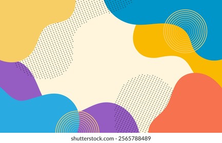 colorful abstract geometric wave pattern with dotted banner template background