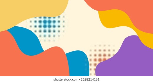 colorful abstract geometric wave pattern with dotted banner template