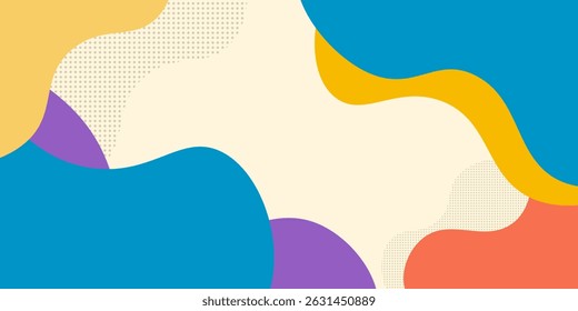 colorful abstract geometric wave pattern with dotted banner template background