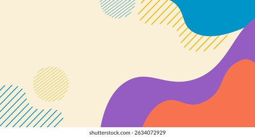 colorful abstract geometric wave pattern with dotted banner template background