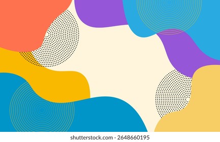 motif d'onde géométrique abstrait coloré avec arrière-plan template à bannières pointillées, illustration vectorielle