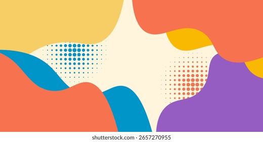 colorful abstract geometric wave pattern with dotted banner template, vector etc