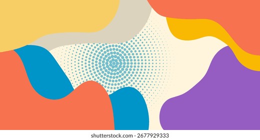 Patrón geométrico abstracto colorido de la onda con la Plantilla punteada del Anuncio. Ilustración vectorial