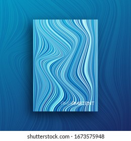 Colorful abstract geometric wavy cover, brochure, poster design. Vector template.