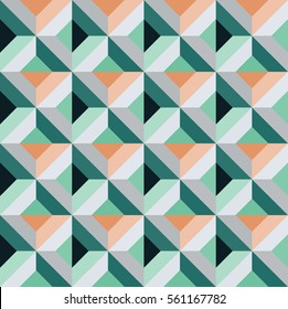 Colorful abstract geometrical pattern for background in green and orange colors
