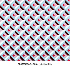 Colorful abstract geometrical pattern for background with small rhombuses in white, pink and blue colors