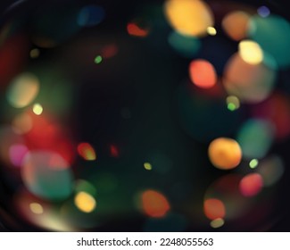 Colorful abstract glowing bokeh lights. Bright night bokeh effect. Christmas background of lights out of focus. Blurred circles like confetti