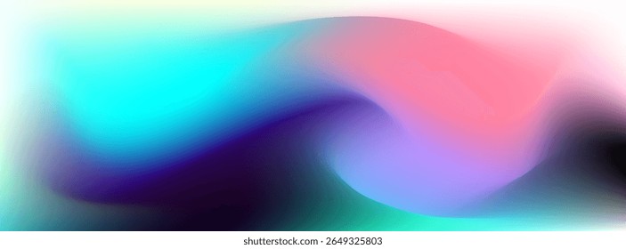 Colorful abstract gradient background with fluid waves of turquoise, pink, purple, and black. A smooth, modern design ideal for digital art, banners, websites, or creative media projects. Illustration