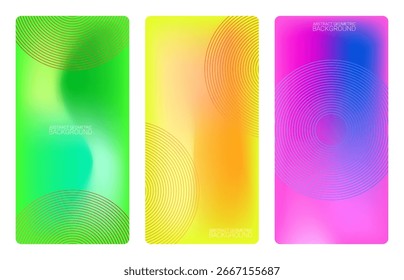 Colorful abstract gradient background with geometric circular lines, modern design template for poster, flyer, or digital cover.