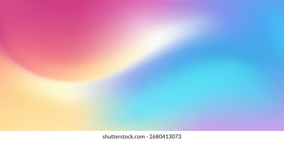 Colorful abstract gradient background with warm yellow, pink and blue color wave. Vector background