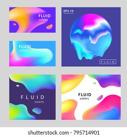 Colorful Abstract Gradient Blurs Set. Trendy Abstract colorful gradient shapes on dark background. For web design, Presentation, Cover