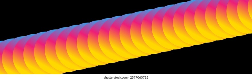 Colorful abstract gradient circle wave pattern on a black background. Modern digital artistic vector banner design