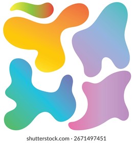 Conjunto de Formas de fluido de gradiente abstracto colorido. Colección de bulbos de gradiente abstracto vibrante con formas orgánicas suaves, ideal para fondos modernos, Elementos gráficos irregulares con graduaciones