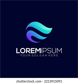 Colorful abstract gradient logo letter F