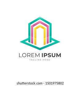 Colorful abstract gradient logo template vector