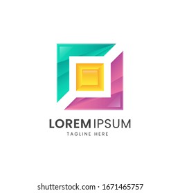 colorful abstract gradient square logo for your company