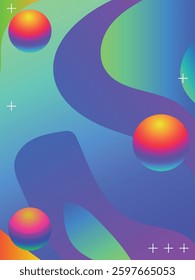 Colorful Abstract Gradient Waves for Summer Music Events template. 3d gradient acid style vibrant color vctor illustration.
