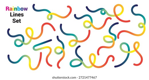 Línea ondulada degradada Abstractas colorida. Formas curvas de degradado Abstractas colorido. Formas de línea de doodle Abstractas de color de arco iris degradado. Diseño de patrones con líneas curvas degradadas