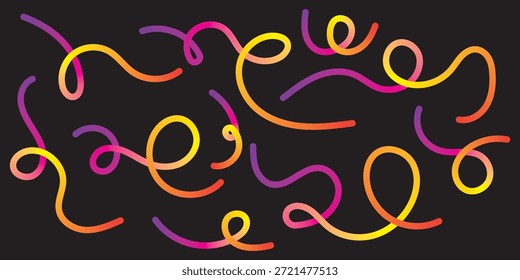Línea ondulada degradada Abstractas colorida. Formas curvas de degradado Abstractas colorido. Formas de línea de doodle Abstractas de color de arco iris degradado. Diseño de patrones con líneas curvas degradadas