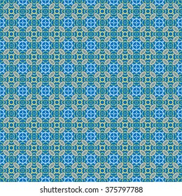 Colorful abstract graphic background, seamless geometric pattern, fabric repeating texture. Tribal ethnic ornament, doodle vector illustration. 