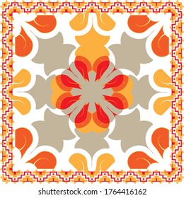 Colorful abstract graphic background. Tribal ethnic ornament. Scarf design. Frame.vector colored background.