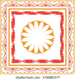 Colorful abstract graphic floral background. Tribal ethnic ornament. Scarf design. Frame.