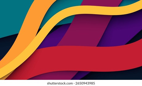 Colorful Abstract Grunge Background with Curved Stripes and Vibrant Design