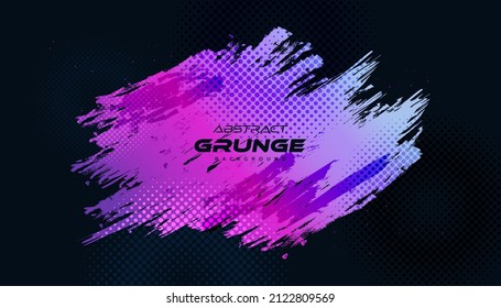 Colorful Abstract Grunge Background with Halftone Style. Brush Stroke Illustration for Banner, Poster, or Sports. Scratch and Texture Elements For Design