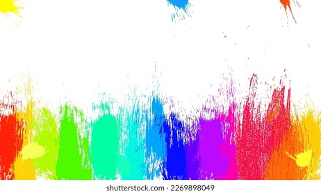 Farbiger abstrakter brüchiger Hintergrund, Vektorgrafik EPS10. Abstrakte mehrfarbige Bildschirmhintergründe. Vivide Hintergründe Serie. Helle Regenbogenfarben. Vektorgrafik ohne Farbverlauf mit Kopienraum. Qualitativ hochwertige Pinsel