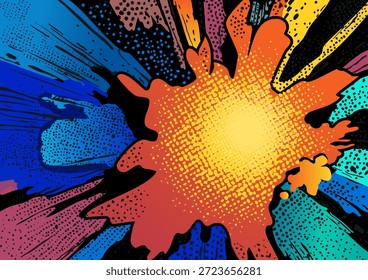 Colorido Abstractas Grunge Splash Fondo con puntos y textura