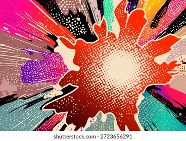 Colorido Abstractas Grunge Splash Fondo con puntos y textura