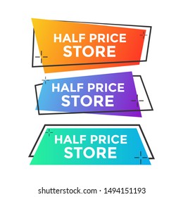 Colorful Abstract Half Price Store Sale Shapes Lines Background Vector