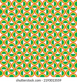 Colorful abstract half-circle pattern. Multicolor arc shape maze on white background. Circular shape backdrop. Rotation of watermelon pattern.