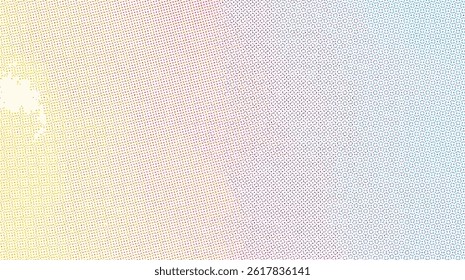 Colorful abstract halftone background with vibrant pink, blue, and yellow gradient dots. Perfect for modern digital design, posters, and pop art projects