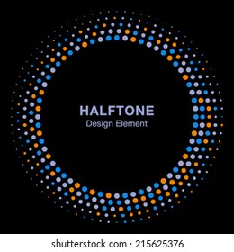 Colorful Abstract Halftone Design Element on black background, vector logo illustration