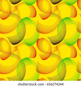Colorful abstract halftone seamless pattern. Repeating geometric tiles. Vector clip art.