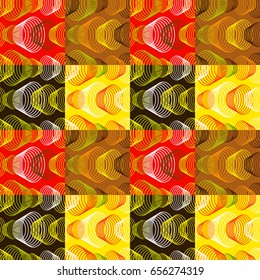 Colorful abstract halftone seamless pattern. Repeating geometric tiles. Vector clip art.