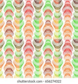 Colorful abstract halftone seamless pattern. Repeating geometric tiles. Vector clip art.