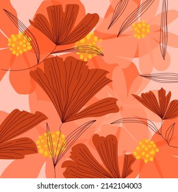 Colorful abstract hand drawing floral. flower, leaves vector illustration. Graphic design for background,cards, prints,banner,poster,cover, fabric,textile.