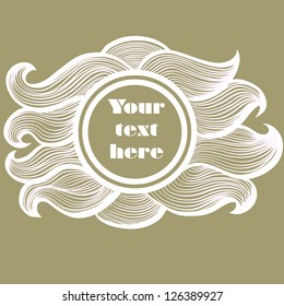Colorful abstract hand drawn card. Template frame design for sticker. Vector wavy frame with round space for the text in the middle. Vector frame.