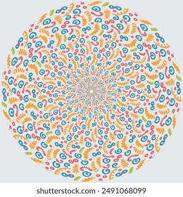 Colorful abstract hand drawn Pattern background round shape