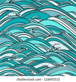 Colorful abstract hand-drawn pattern waves background
