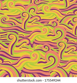 colorful abstract hand-drawn pattern, waves background.