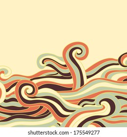 colorful abstract hand-drawn pattern, waves background