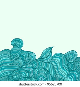 colorful abstract hand-drawn pattern, waves background