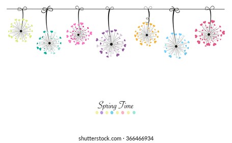 Colorful Abstract Hanging Love Dandelion Spring Time Banner Background