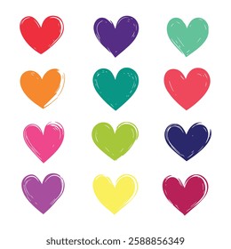Colorful abstract heart icons pack