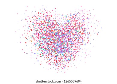 Colorful abstract heart on isolated white. Geometric holiday background. Pattern for banners, posters and textiles. Greeting cards. Doodle for design and business
